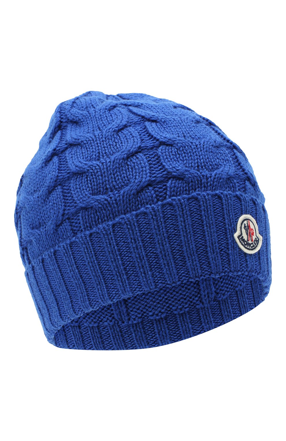Детского шерстяная шапка MONCLER синего цвета, арт. F2-954-3B715-20-04S02 | Фото 1 (Материал: Шерсть)