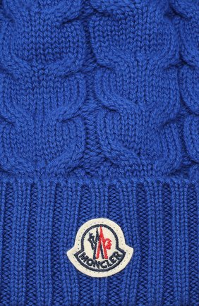 Детского шерстяная шапка MONCLER синего цвета по цене 10400 руб., арт. F2-954-3B715-20-04S02 | Фото 3 Детского шерстяная шапка MONCLER синего цвета, арт. F2-954-3B715-20-04S02 | Фото 3 (Материал: Шерсть)