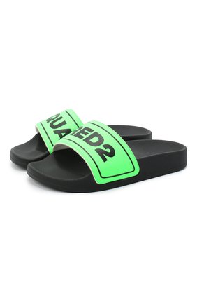Детские шлепанцы DSQUARED2 зеленого цвета по цене 6930 руб., арт. 63547/PVC/28-35 | Фото 1 Детские шлепанцы DSQUARED2 зеленого цвета, арт. 63547/PVC/28-35 | Фото 1