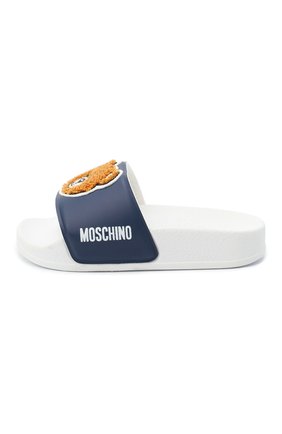 Детский шлепанцы MOSCHINO синего цвета по цене 7300 руб., арт. 65781/PVC/18-27 | Фото 2 Детский шлепанцы MOSCHINO синего цвета, арт. 65781/PVC/18-27 | Фото 2