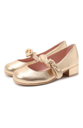 Детские кожаные туфли PRETTY BALLERINAS золотого цвета по цене 11650 руб., арт. 49.118/AMI/AMI | Фото 1 Детские кожаные туфли PRETTY BALLERINAS золотого цвета, арт. 49.118/AMI/AMI | Фото 1