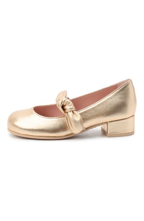 Детские кожаные туфли PRETTY BALLERINAS золотого цвета по цене 11650 руб., арт. 49.118/AMI/AMI | Фото 2 Детские кожаные туфли PRETTY BALLERINAS золотого цвета, арт. 49.118/AMI/AMI | Фото 2