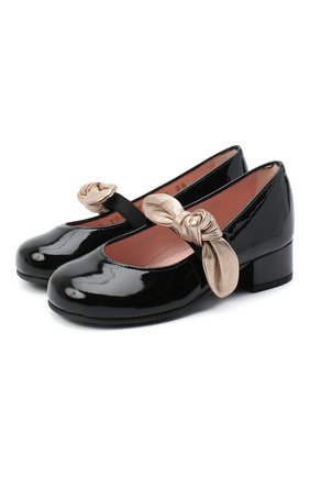 Детские кожаные туфли PRETTY BALLERINAS черного цвета по цене 11650 руб., арт. 49.118/SHADE/AMI | Фото 1 Детские кожаные туфли PRETTY BALLERINAS черного цвета, арт. 49.118/SHADE/AMI | Фото 1