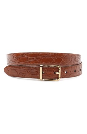 Женский ремень из кожи каймана DOLCE & GABBANA коричневого цвета по цене 66100 руб., арт. BE1351/A2V84/CYAC | Фото 1 Женский ремень из кожи каймана DOLCE & GABBANA коричневого цвета, арт. BE1351/A2V84/CYAC | Фото 1 (Материал: Экзотическая кожа, Кожа)
