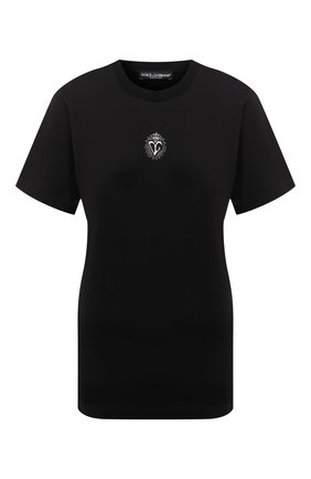 Женская хлопковая футболка DOLCE & GABBANA черного цвета по цене 28350 руб., арт. F8M66Z/G7WXE | Фото 1 Женская хлопковая футболка DOLCE & GABBANA черного цвета, арт. F8M66Z/G7WXE | Фото 1