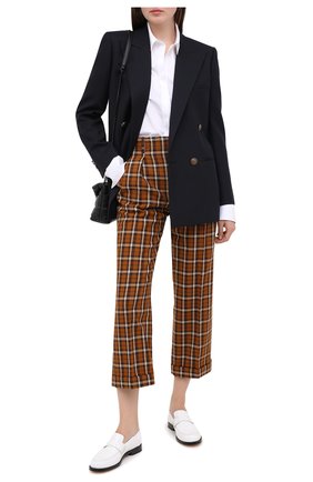 Женские шерстяные брюки SAINT LAURENT разноцветного цвета по цене 85150 руб., арт. 627259/Y3B48 | Фото 2 Женские шерстяные брюки SAINT LAURENT разноцветного цвета, арт. 627259/Y3B48 | Фото 2 (Материал внешний: Шерсть; Женское Кросс-КТ: Брюки-одежда; Силуэт Ж (брюки и джинсы): Широкие; Длина (брюки, джинсы): Укороченные; Стили: Гранж)