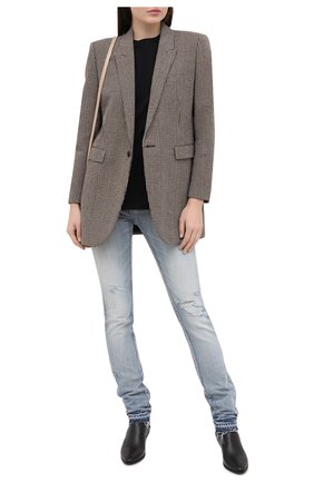 Женские джинсы SAINT LAURENT голубого цвета по цене 66250 руб., арт. 631263/Y372Z | Фото 2 Женские джинсы SAINT LAURENT голубого цвета, арт. 631263/Y372Z | Фото 2 (Длина (брюки, джинсы): Удлиненные; Материал внешний: Хлопок; Силуэт Ж (брюки и джинсы): Узкие; Кросс-КТ: Деним; Детали: Потертости; Стили: Гранж)