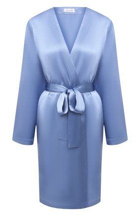 Женский шелковый халат LUNA DI SETA голубого цвета по цене 34400 руб., арт. VLST08009 | Фото 1 Женский шелковый халат LUNA DI SETA голубого цвета, арт. VLST08009 | Фото 1