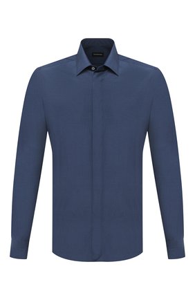 Мужская сорочка из шелка и хлопка ERMENEGILDO ZEGNA синего цвета по цене 46950 руб., арт. 801454/9YC0CA | Фото 1 Мужская сорочка из шелка и хлопка ERMENEGILDO ZEGNA синего цвета, арт. 801454/9YC0CA | Фото 1