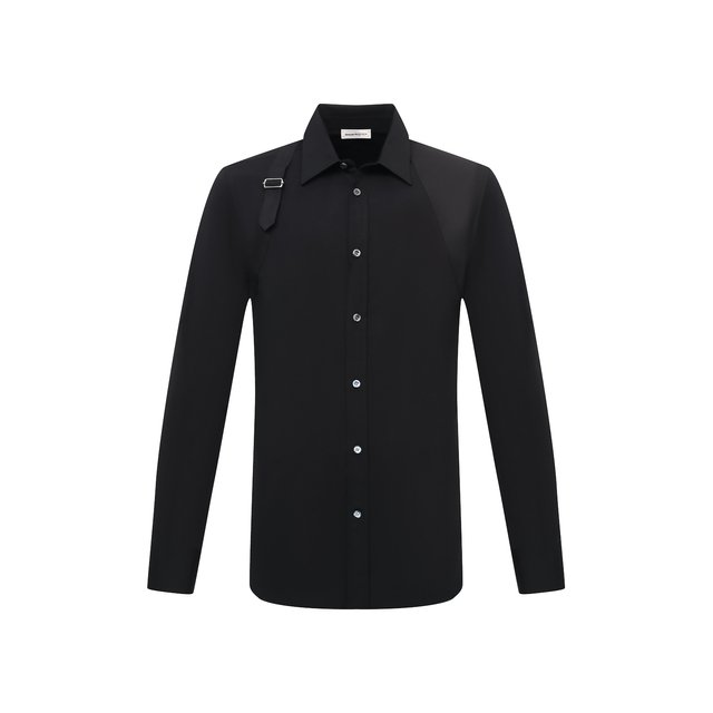 Хлопковая рубашка Alexander McQueen черного цвета