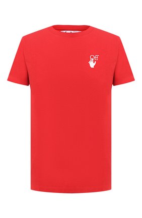 Мужская хлопковая футболка OFF-WHITE красного цвета по цене 24100 руб., арт. 0MAA027F20FAB0092501 | Фото 1 Мужская хлопковая футболка OFF-WHITE красного цвета, арт. 0MAA027F20FAB0092501 | Фото 1