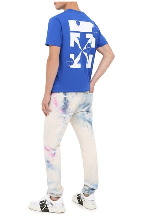 Мужская хлопковая футболка OFF-WHITE синего цвета по цене 23050 руб., арт. 0MAA027F20FAB0094501 | Фото 2 Мужская хлопковая футболка OFF-WHITE синего цвета, арт. 0MAA027F20FAB0094501 | Фото 2