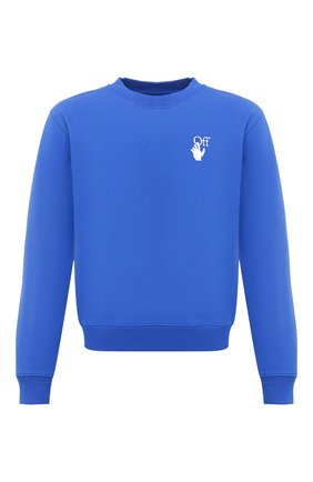 Мужской хлопковый свитшот OFF-WHITE синего цвета по цене 42500 руб., арт. 0MBA025F20FLE0074501 | Фото 1 Мужской хлопковый свитшот OFF-WHITE синего цвета, арт. 0MBA025F20FLE0074501 | Фото 1