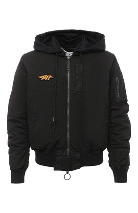 Мужской хлопковый бомбер OFF-WHITE черного цвета по цене 120500 руб., арт. 0MEH017E20FAB0011001 | Фото 1 Мужской хлопковый бомбер OFF-WHITE черного цвета, арт. 0MEH017E20FAB0011001 | Фото 1