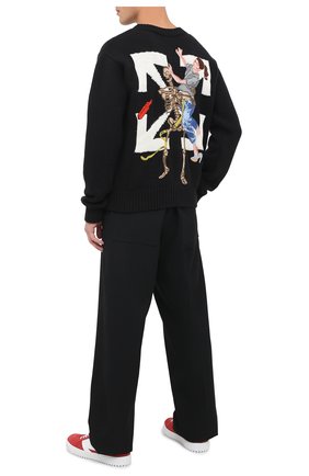 Мужской свитер из шерсти и хлопка OFF-WHITE черного цвета по цене 77350 руб., арт. 0MHE054F20KNI0021018 | Фото 2 Мужской свитер из шерсти и хлопка OFF-WHITE черного цвета, арт. 0MHE054F20KNI0021018 | Фото 2