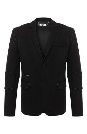 Мужской пиджак из вискозы и хлопка PHILIPP PLEIN черного цвета по цене 182700 руб., арт. F20C MRF1274 PTE003N | Фото 1 Мужской пиджак из вискозы и хлопка PHILIPP PLEIN черного цвета, арт. F20C MRF1274 PTE003N | Фото 1
