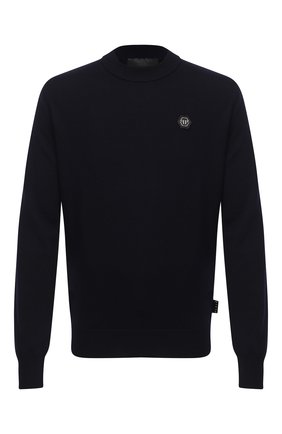 Мужской джемпер из шерсти и вискозы PHILIPP PLEIN темно-синего цвета по цене 72870 руб., арт. F20C MKO0918 PKN002N | Фото 1 Мужской джемпер из шерсти и вискозы PHILIPP PLEIN темно-синего цвета, арт. F20C MKO0918 PKN002N | Фото 1
