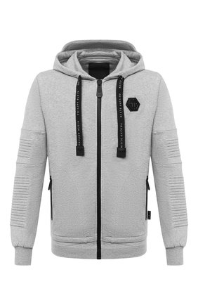 Мужская хлопковая толстовка PHILIPP PLEIN серого цвета по цене 78300 руб., арт. F20C MJB1962 PJO002N | Фото 1 Мужская хлопковая толстовка PHILIPP PLEIN серого цвета, арт. F20C MJB1962 PJO002N | Фото 1