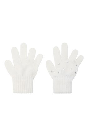 Детские шерстяные перчатки CATYA белого цвета, арт. 024530 | Фото 2 (Материал: Шерсть, Текстиль; Региональные ограничения белый список (Axapta Mercury): RU)