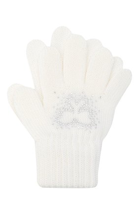 Детские шерстяные перчатки CATYA белого цвета, арт. 024533 | Фото 1 (Материал: Шерсть, Текстиль)