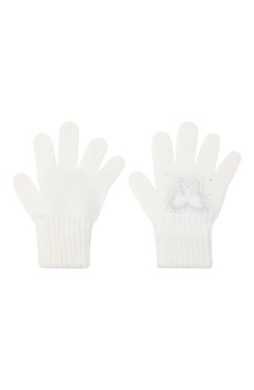 Детские шерстяные перчатки CATYA белого цвета, арт. 024533 | Фото 2 (Материал: Шерсть, Текстиль)