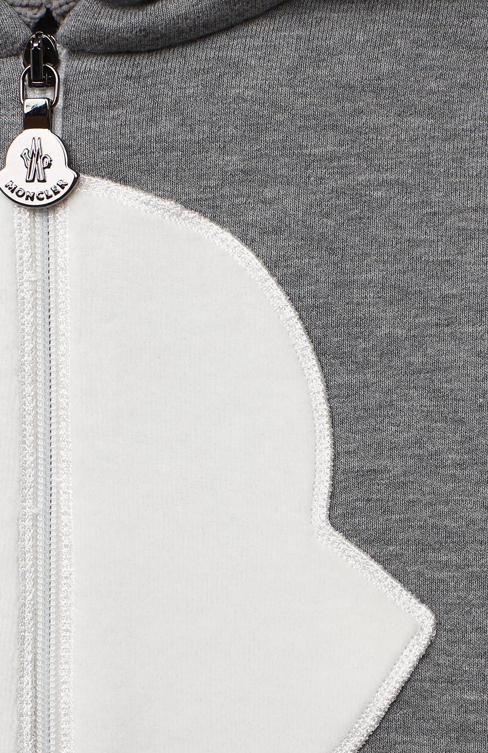 Детский хлопковая толстовка MONCLER серого цвета по цене 18000 руб., арт. F2-951-8G705-10-809EH | Фото 3 Детский хлопковая толстовка MONCLER серого цвета, арт. F2-951-8G705-10-809EH | Фото 3