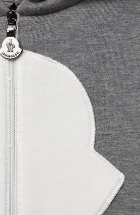 Детский хлопковая толстовка MONCLER серого цвета по цене 18000 руб., арт. F2-951-8G705-10-809EH | Фото 3 Детский хлопковая толстовка MONCLER серого цвета, арт. F2-951-8G705-10-809EH | Фото 3