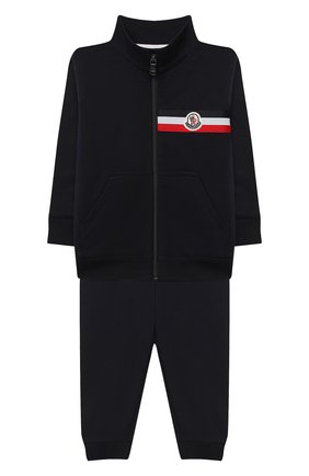 Детский комплект из толстовки и брюк MONCLER темно-синего цвета по цене 23100 руб., арт. F2-951-8M723-20-80996 | Фото 1 Детский комплект из толстовки и брюк MONCLER темно-синего цвета, арт. F2-951-8M723-20-80996 | Фото 1