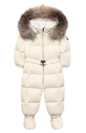 Детского пуховый комбинезон с пинетками MONCLER бежевого цвета по цене 48400 руб., арт. F2-951-1G506-02-53079/3M-18M | Фото 1 Детского пуховый комбинезон с пинетками MONCLER бежевого цвета, арт. F2-951-1G506-02-53079/3M-18M | Фото 1