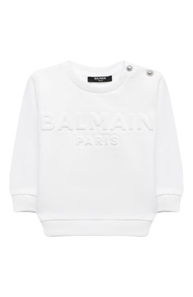 Детский хлопковый свитшот BALMAIN белого цвета по цене 12850 руб., арт. 6N4840/NX300/12-36M | Фото 1 Детский хлопковый свитшот BALMAIN белого цвета, арт. 6N4840/NX300/12-36M | Фото 1