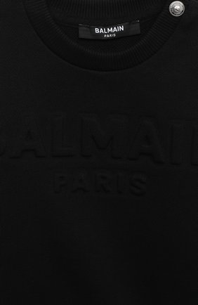 Детский хлопковый свитшот BALMAIN черного цвета по цене 11900 руб., арт. 6N4840/NX300/3-9M | Фото 3 Детский хлопковый свитшот BALMAIN черного цвета, арт. 6N4840/NX300/3-9M | Фото 3