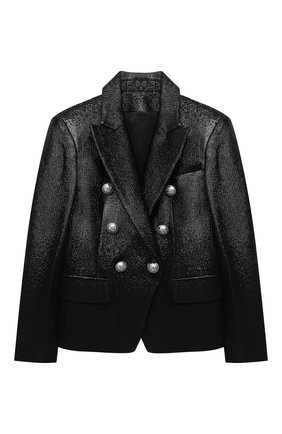 Детский шерстяной жакет BALMAIN черного цвета по цене 73850 руб., арт. 6N2044/NB220/12-16 | Фото 1 Детский шерстяной жакет BALMAIN черного цвета, арт. 6N2044/NB220/12-16 | Фото 1