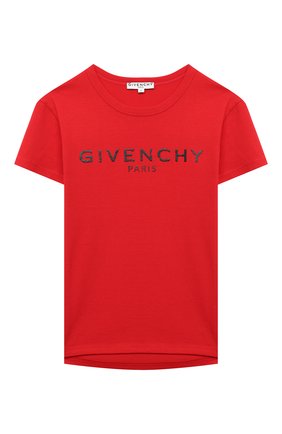 Детская хлопковая футболка GIVENCHY красного цвета по цене 13200 руб., арт. H15185 | Фото 1 Детская хлопковая футболка GIVENCHY красного цвета, арт. H15185 | Фото 1