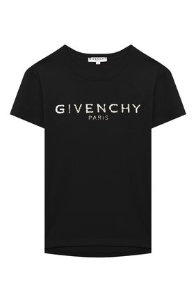 Детская хлопковая футболка GIVENCHY черного цвета по цене 13200 руб., арт. H15185 | Фото 1 Детская хлопковая футболка GIVENCHY черного цвета, арт. H15185 | Фото 1