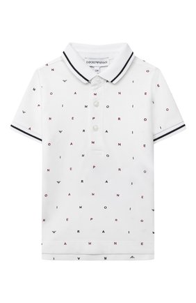 Детский хлопковое поло EMPORIO ARMANI белого цвета по цене 6245 руб., арт. 6HHFJC/1JASZ | Фото 1 Детский хлопковое поло EMPORIO ARMANI белого цвета, арт. 6HHFJC/1JASZ | Фото 1