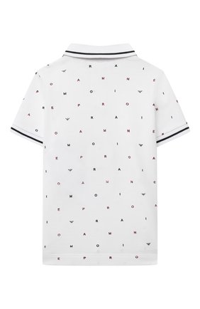 Детский хлопковое поло EMPORIO ARMANI белого цвета по цене 6245 руб., арт. 6HHFJC/1JASZ | Фото 2 Детский хлопковое поло EMPORIO ARMANI белого цвета, арт. 6HHFJC/1JASZ | Фото 2