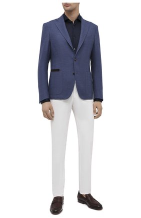 Мужская хлопковая рубашка CORNELIANI темно-синего цвета по цене 28350 руб., арт. 86P012-0811213/00 | Фото 2 Мужская хлопковая рубашка CORNELIANI темно-синего цвета, арт. 86P012-0811213/00 | Фото 2 (Рукава: Длинные; Материал внешний: Хлопок; Длина (для топов): Стандартные; Случай: Повседневный, Формальный; Стили: Классический; Мужское Кросс-КТ: Рубашка-одежда; Принт: Однотонные; Манжеты: На пуговицах; Воротник: Акула)