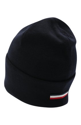 Мужская шерстяная шапка MONCLER темно-синего цвета по цене 23100 руб., арт. F2-091-9Z736-00-A9526 | Фото 2 Мужская шерстяная шапка MONCLER темно-синего цвета, арт. F2-091-9Z736-00-A9526 | Фото 2