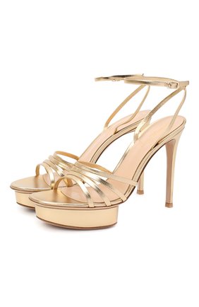 Женские кожаные босоножки GIANVITO ROSSI золотого цвета по цене 89950 руб., арт. G31856.85RIC.NPSMEK0 | Фото 1 Женские кожаные босоножки GIANVITO ROSSI золотого цвета, арт. G31856.85RIC.NPSMEK0 | Фото 1 (Подошва: Платформа; Материал внутренний: Натуральная кожа; Каблук высота: Высокий; Каблук тип: Шпилька; Материал внешний: Кожа; Длина стельки: 23,7, 23, 24, 26,6, 26)