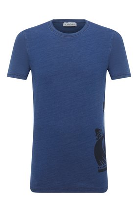 Мужская хлопковая футболка LANVIN темно-синего цвета по цене 29950 руб., арт. RM-JE0002-JR34-A20 | Фото 1 Мужская хлопковая футболка LANVIN темно-синего цвета, арт. RM-JE0002-JR34-A20 | Фото 1
