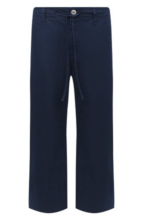 Мужские хлопковые брюки LANVIN темно-синего цвета, арт. RM-TR0046-4468-A20 | Фото 1 (Материал внешний: Хлопок; Случай: Повседневный; Стили: Кэжуэл; Длина (брюки, джинсы): Укороченные)