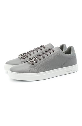 Мужские кожаные кеды hexagon PHILIPP PLEIN серого цвета по цене 46980 руб., арт. F20S MSC2821 PLE006N | Фото 1 Мужские кожаные кеды hexagon PHILIPP PLEIN серого цвета, арт. F20S MSC2821 PLE006N | Фото 1