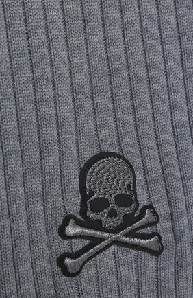 Мужской шерстяной шарф PHILIPP PLEIN серого цвета по цене 33930 руб., арт. F20A MAA0288 PKN002N | Фото 2 Мужской шерстяной шарф PHILIPP PLEIN серого цвета, арт. F20A MAA0288 PKN002N | Фото 2