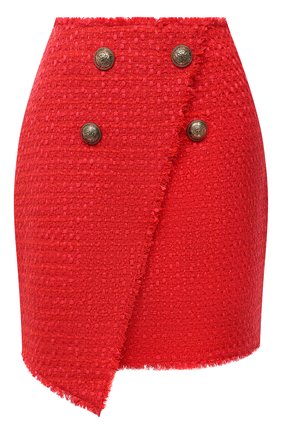Женская юбка BALMAIN красного цвета по цене 116500 руб., арт. UF14059/X396 | Фото 1 Женская юбка BALMAIN красного цвета, арт. UF14059/X396 | Фото 1
