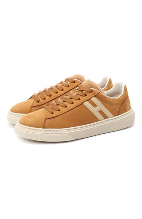 Женские кожаные кеды h365 HOGAN коричневого цвета по цене 24100 руб., арт. HXW3650J971JCL | Фото 1 Женские кожаные кеды h365 HOGAN коричневого цвета, арт. HXW3650J971JCL | Фото 1