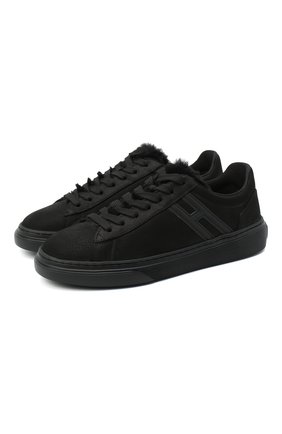 Женские кожаные кеды h365 HOGAN черного цвета по цене 24100 руб., арт. HXW3650J971JCL | Фото 1 Женские кожаные кеды h365 HOGAN черного цвета, арт. HXW3650J971JCL | Фото 1