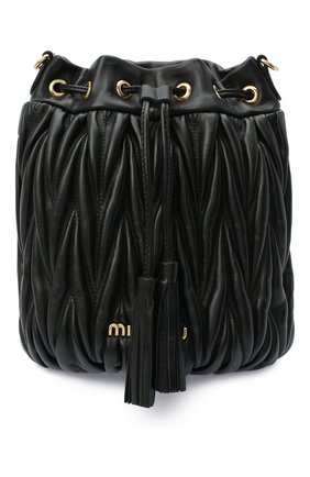 Женская сумка MIU MIU черного цвета, арт. 5BE014-N88-F0002-OOO | Фото 1 (Ремень/цепочка: На ремешке; Материал: Натуральная кожа; Размер: small; Сумки-технические: Сумки через плечо)