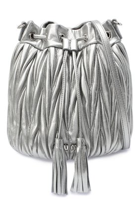 Женская сумка MIU MIU серебряного цвета, арт. 5BE014-N88-F0135-OOO | Фото 5 (Сумки-технические: Сумки через плечо; Материал: Натуральная кожа; Ремень/цепочка: На ремешке; Размер: small)