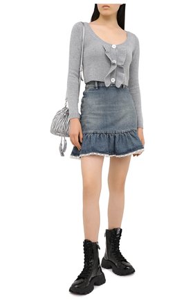 Женская джинсовая юбка MIU MIU синего цвета по цене 62000 руб., арт. GWD242-1XHD-F0008 | Фото 2 Женская джинсовая юбка MIU MIU синего цвета, арт. GWD242-1XHD-F0008 | Фото 2