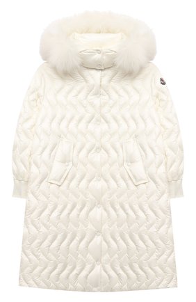 Детское пуховое пальто MONCLER белого цвета по цене 95300 руб., арт. F2-954-1C201-12-53048/12-14A | Фото 1 Детское пуховое пальто MONCLER белого цвета, арт. F2-954-1C201-12-53048/12-14A | Фото 1